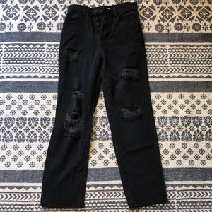 Pacsun Black Ripped High Rise Straight Leg Jeans